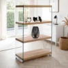Nancy 75 libreria 4 ripiani in vetro trasparente e finitura rovere 75x29.5xh120 cm