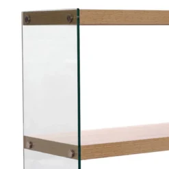 Nancy 75 libreria 4 ripiani in vetro trasparente e finitura rovere 75x29.5xh120 cm