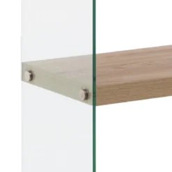 Nancy 75 libreria 5 ripiani in vetro trasparente e finitura rovere 75x29.5xh159 cm