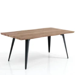 Nell-a Tavolo Fisso in Legno finitura Rovere con gambe in Acciaio Aero Opaco, 160 x 90 x h 74 cm