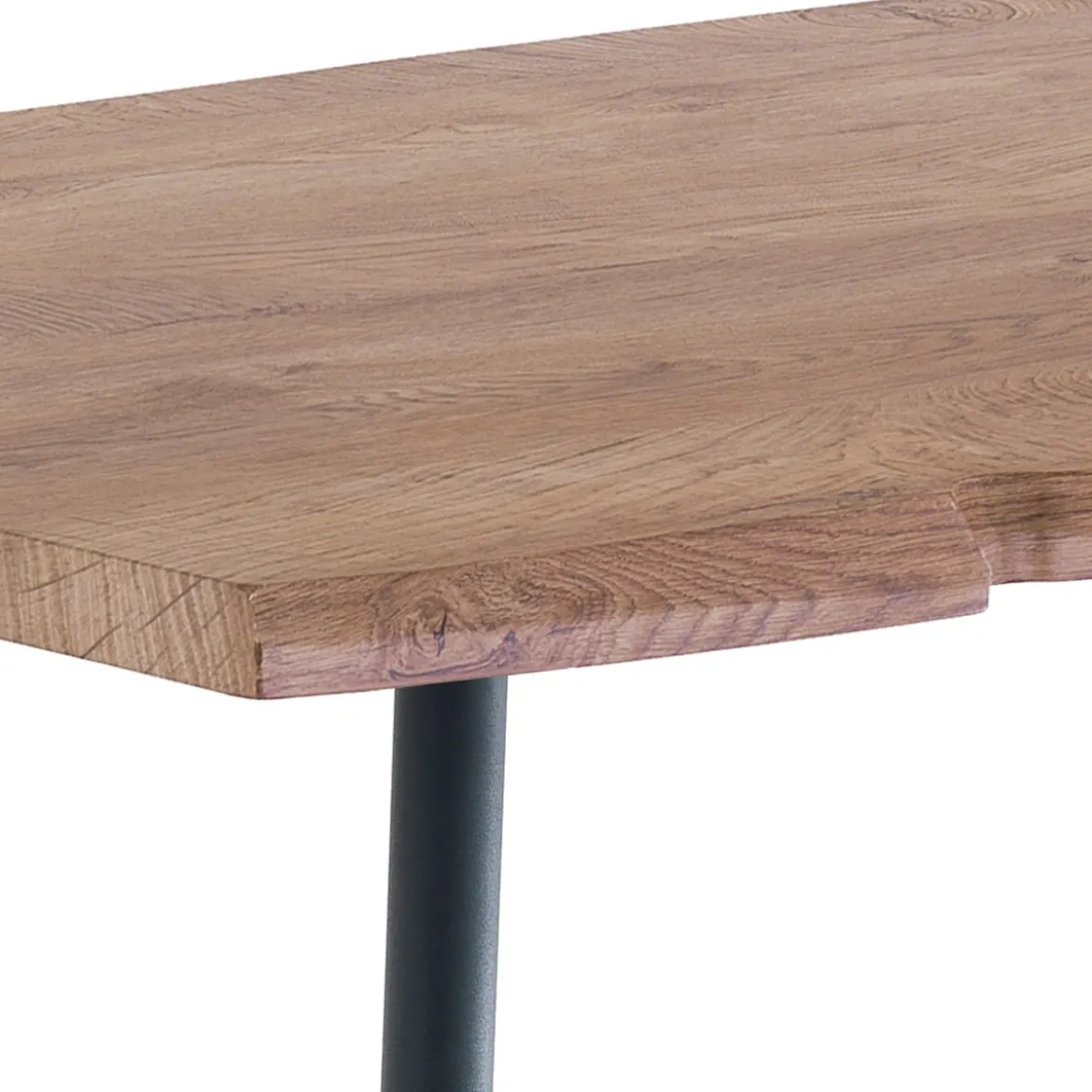 Nell-b Tavolo Fisso in Legno finitura Quercia con gambe in Acciaio Nero Opaco, 120 x 80 x h 76 cm