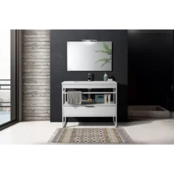Nest tappeto bagno / scendiletto in cotone 100% con nappe grigio 110x60 cm