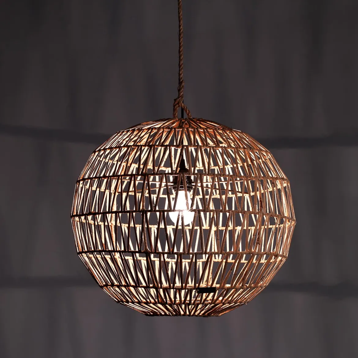 Net lampadario in rattan colore naturale d50xh50 cm