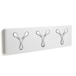 New bin 3 white appendiabiti da parete in metallo bianco opaco 3 ganci a scomparsa h18 l60 p3