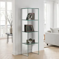 New blanko libreria a colonna in vetro 3 ripiani 35x22xh149 cm