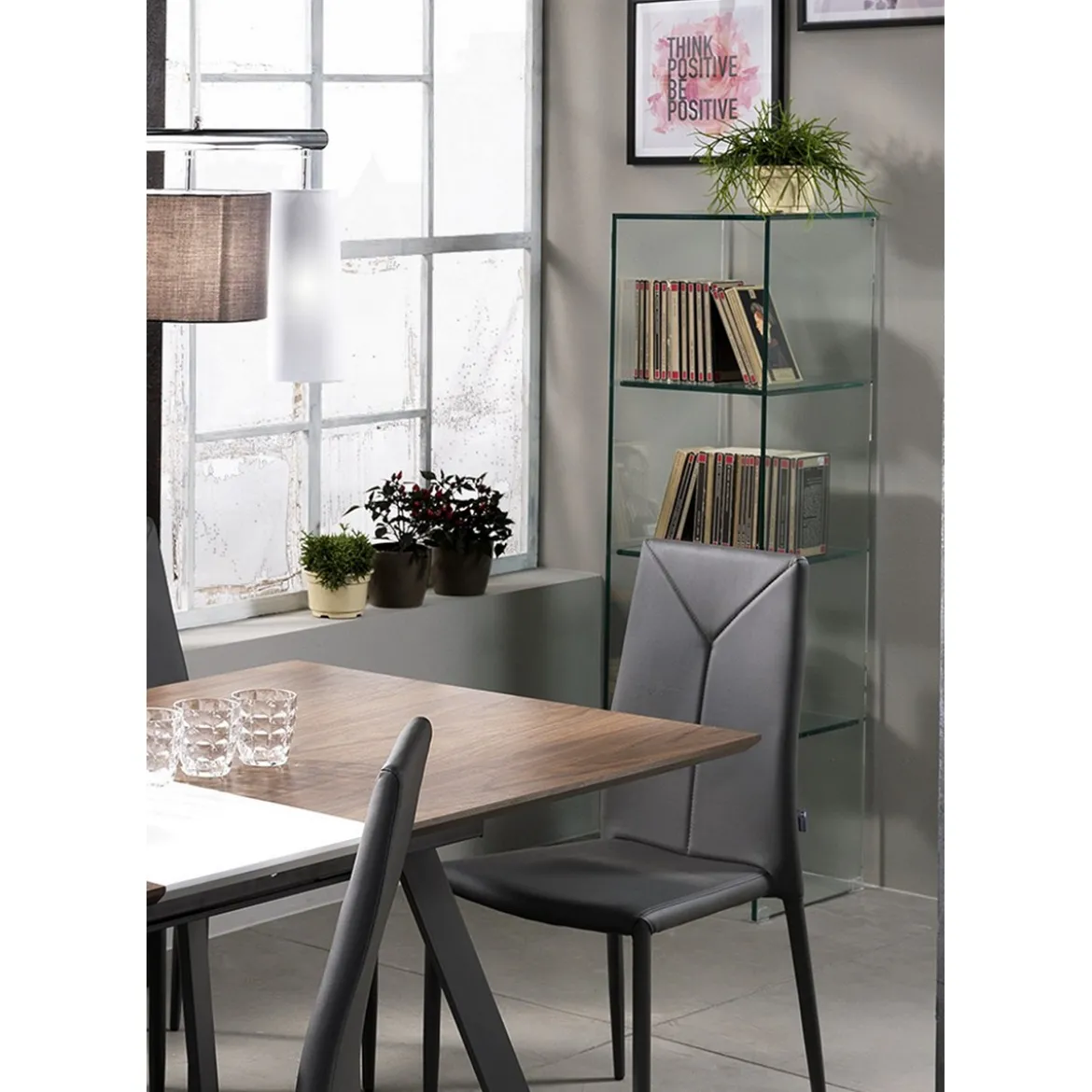 New blanko libreria a colonna in vetro 3 ripiani 35x22xh149 cm