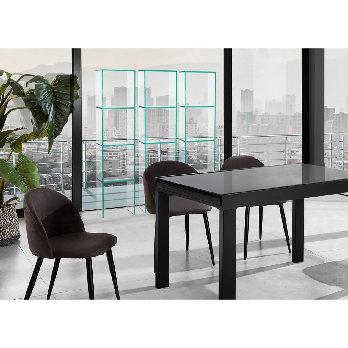 New blanko libreria a colonna in vetro 3 ripiani 35x22xh149 cm