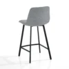New Tania Home sgabello imbottito tessuto grigio gambe acciaio nero opaco h90 seduta h65 l43 p48
