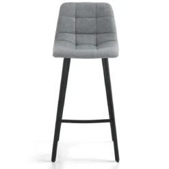 New Tania sgabello imbottito tessuto grigio gambe acciaio nero opaco h100 seduta h75 l43 p48