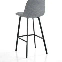 New Tania sgabello imbottito tessuto grigio gambe acciaio nero opaco h100 seduta h75 l43 p48