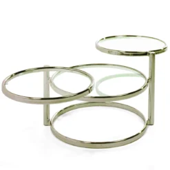 New three rings gold tavolino in vetro temprato e metallo finitura oro140x45xh43 cm
