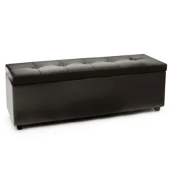 Nice black cassapanca imbottita in pelle sintetica nera 140x47xh44 cm