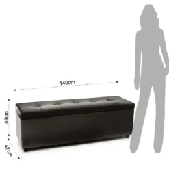Nice black cassapanca imbottita in pelle sintetica nera 140x47xh44 cm
