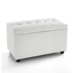 Nice white 80 cassapanca contenitore in pelle sintetica bianco 80x43.5xh46.5 cm