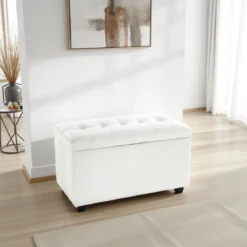 Nice white 80 cassapanca contenitore in pelle sintetica bianco 80x43.5xh46.5 cm