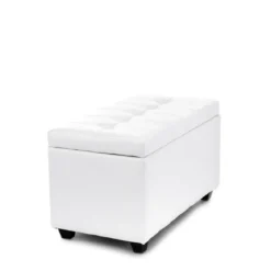 Nice white 80 cassapanca contenitore in pelle sintetica bianco 80x43.5xh46.5 cm