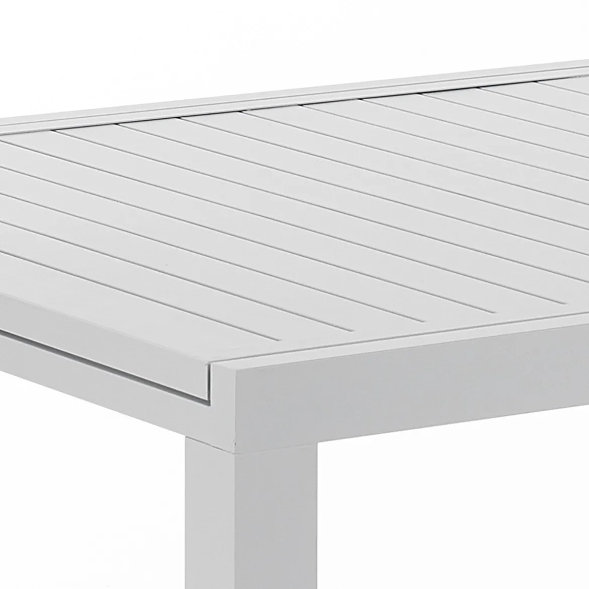 Nydri White A Tavolo interno / esterno in Alluminio Bianco opaco piano a doghe, 180-238x90xh75 cm