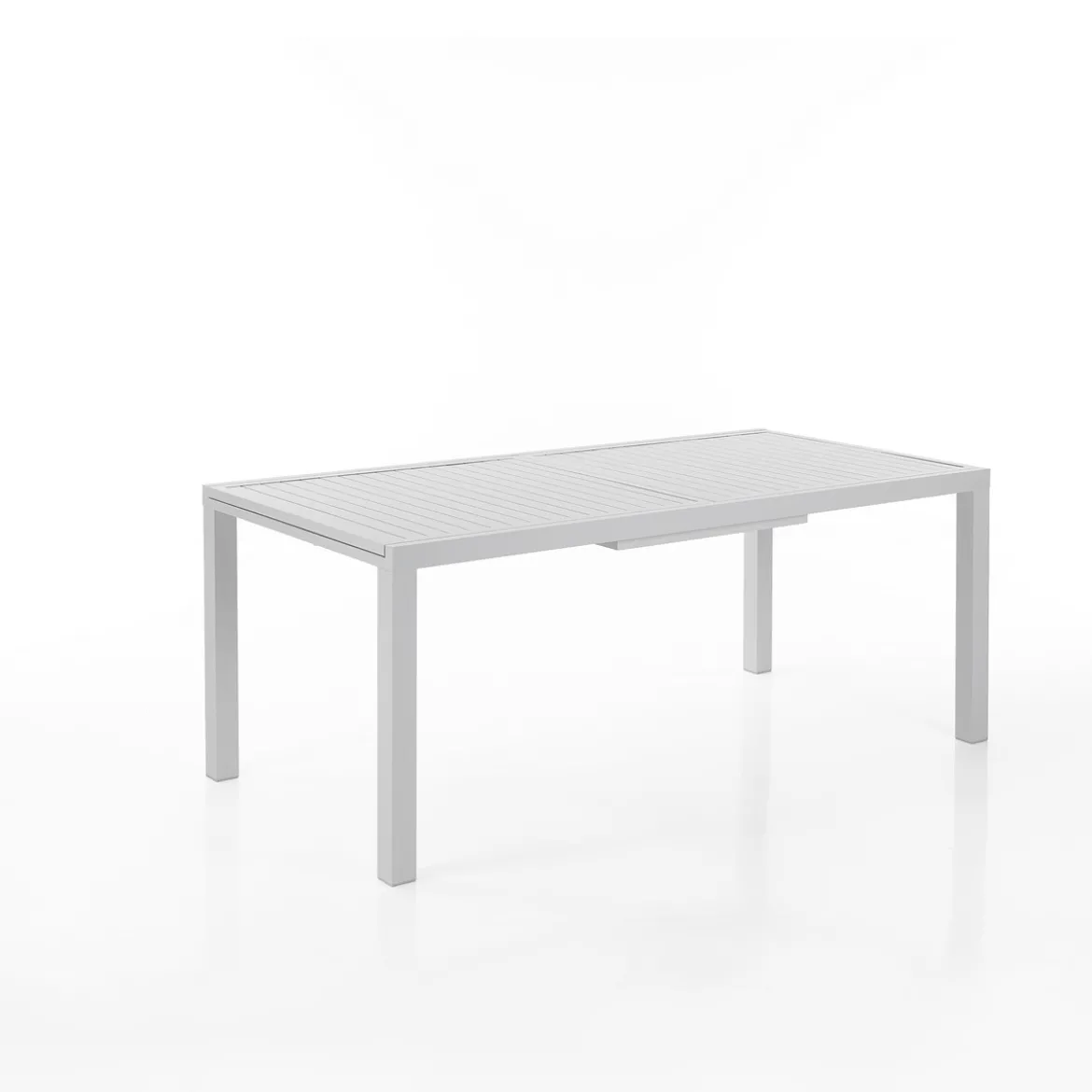 Nydri White A Tavolo interno / esterno in Alluminio Bianco opaco piano a doghe, 180-238x90xh75 cm