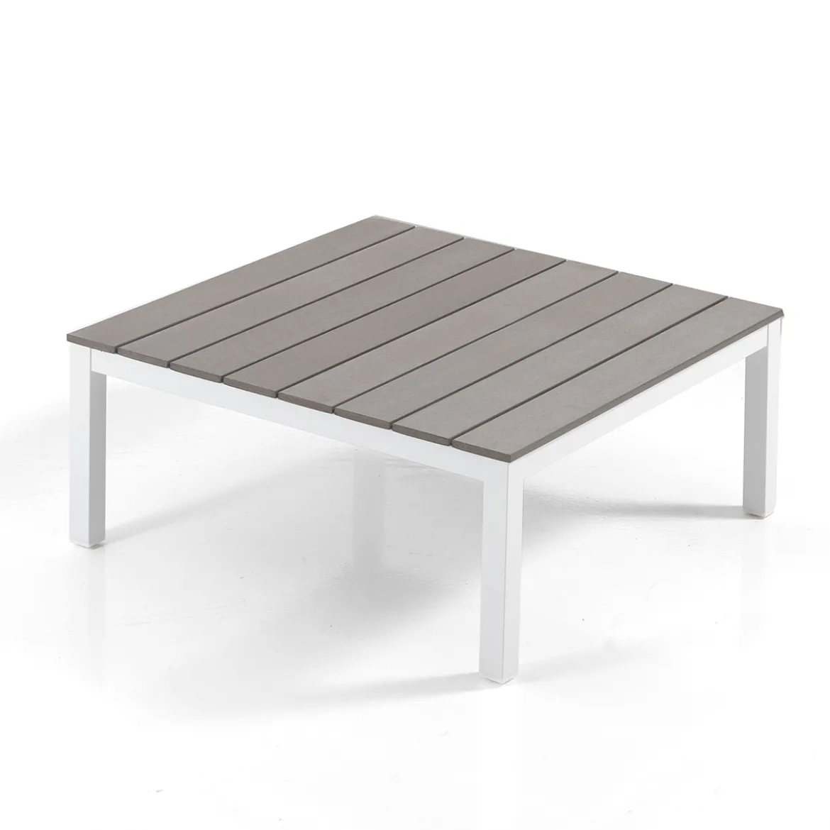 Nydri white salotto interno e esterno in alluminio bianco opaco cuscini di grigio chiaro 247x247xh76 cm