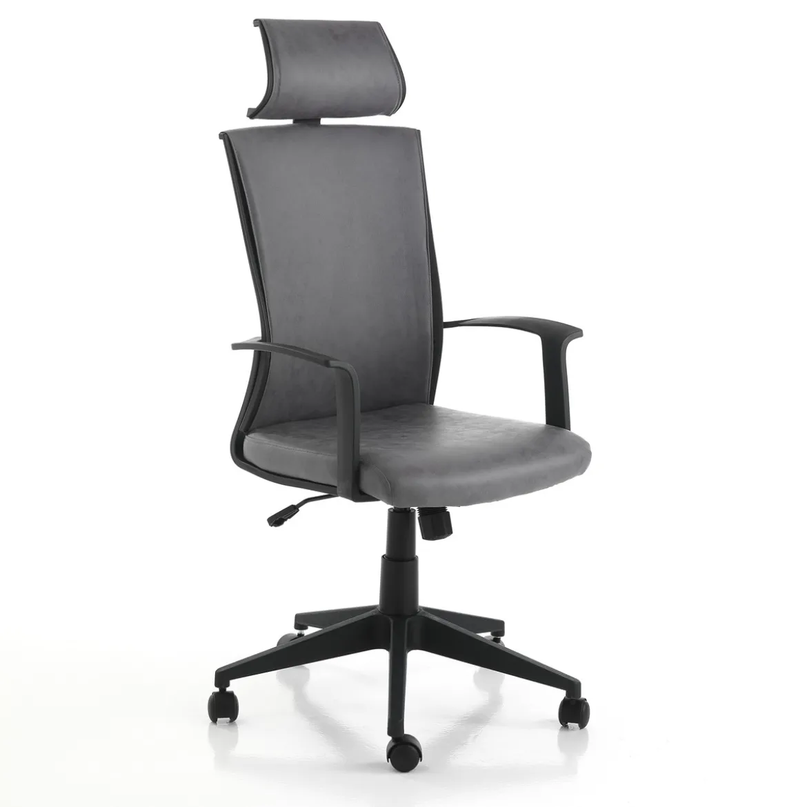 Ontario sedia da ufficio regolabile e girevole tao in pelle sintetica grigio effetto invecchiato con ruote 61x61 h121/131 cm