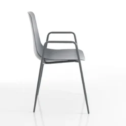 Oslo grey plus sedia con braccioli da interno esterno in polipropilene e acciaio grigia opaco 53x54xh86 cm