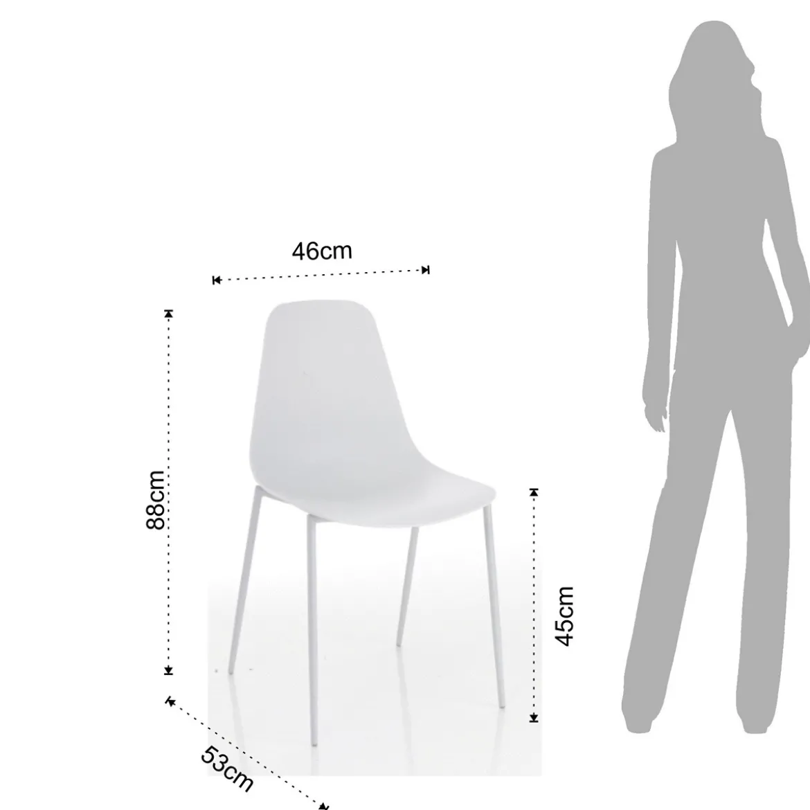 Oslo white sedia da interno esterno in polipropilene e acciaio bianca opaco 46x53xh88 cm