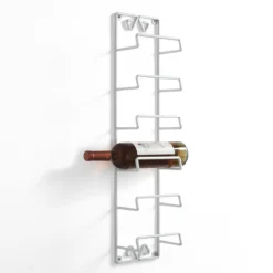 Oste cantinetta porta bottiglie a parete in acciaio bianca opaco 6 bottiglie 16x10xh68 cm