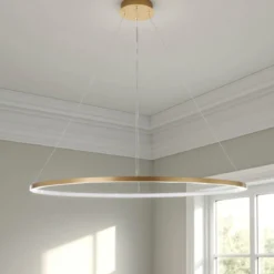 Oval ring gold lampadario in allumino oro opaco con filo regolabile d 60/100 h92 cm