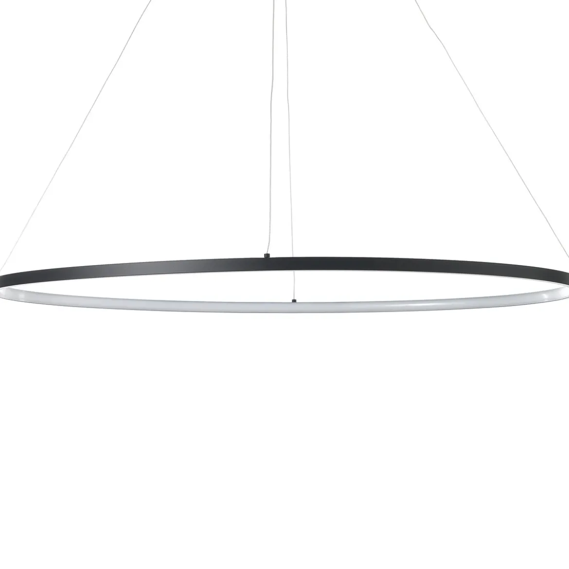 Oval ring lampadario in allumino nero opaco con filo regolabile d100 h92 cm