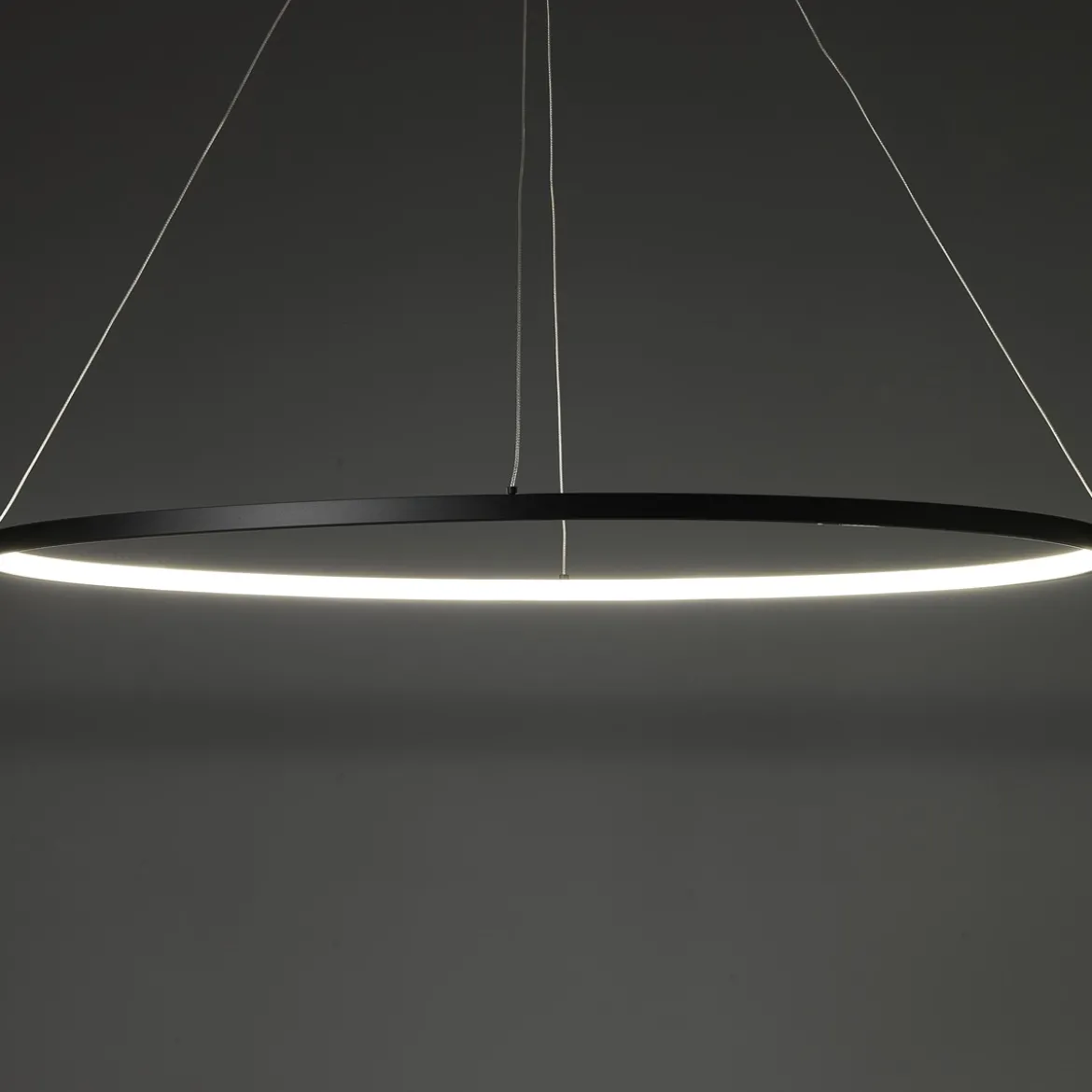Oval ring lampadario in allumino nero opaco con filo regolabile d100 h92 cm