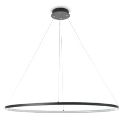 Oval ring lampadario in allumino nero opaco con filo regolabile d100 h92 cm