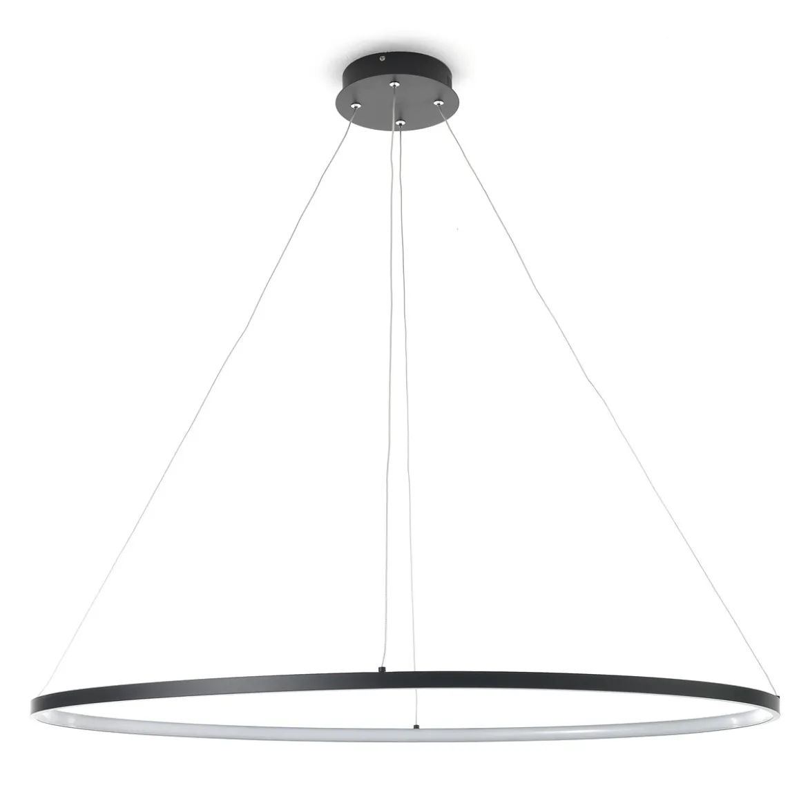 Oval ring lampadario in allumino nero opaco con filo regolabile d100 h92 cm