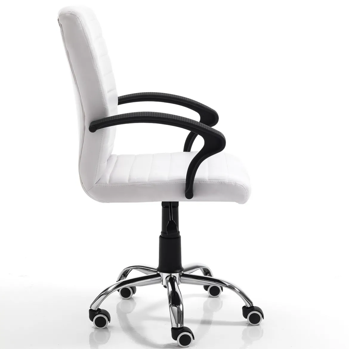 Pany high white sedia da ufficio regolabile e girevole in pelle sintetica bianca con ruote 57x62 h94/104 cm