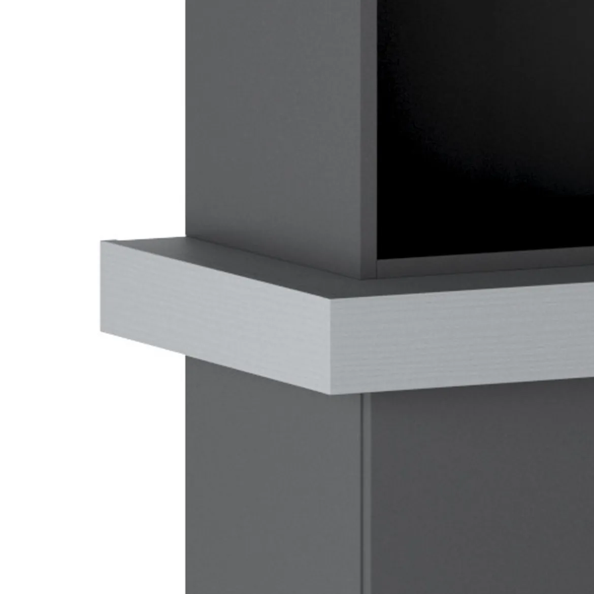 Parete soggiorno AXANDRA GRAPHITE finitura Grigio Graphite opaco Larice Grigio a poro aperto H207 L280 P496