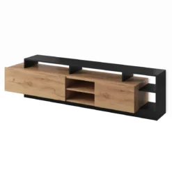 Parete soggiorno KELY Anthracite finitura Rovere dorato Antracite H172 L260 P44