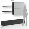 Parete soggiorno TONYA GRAPHITE LARICE finitura Grigio graphite opaco e Larice Bianco a poro aperto H194 L200 P395