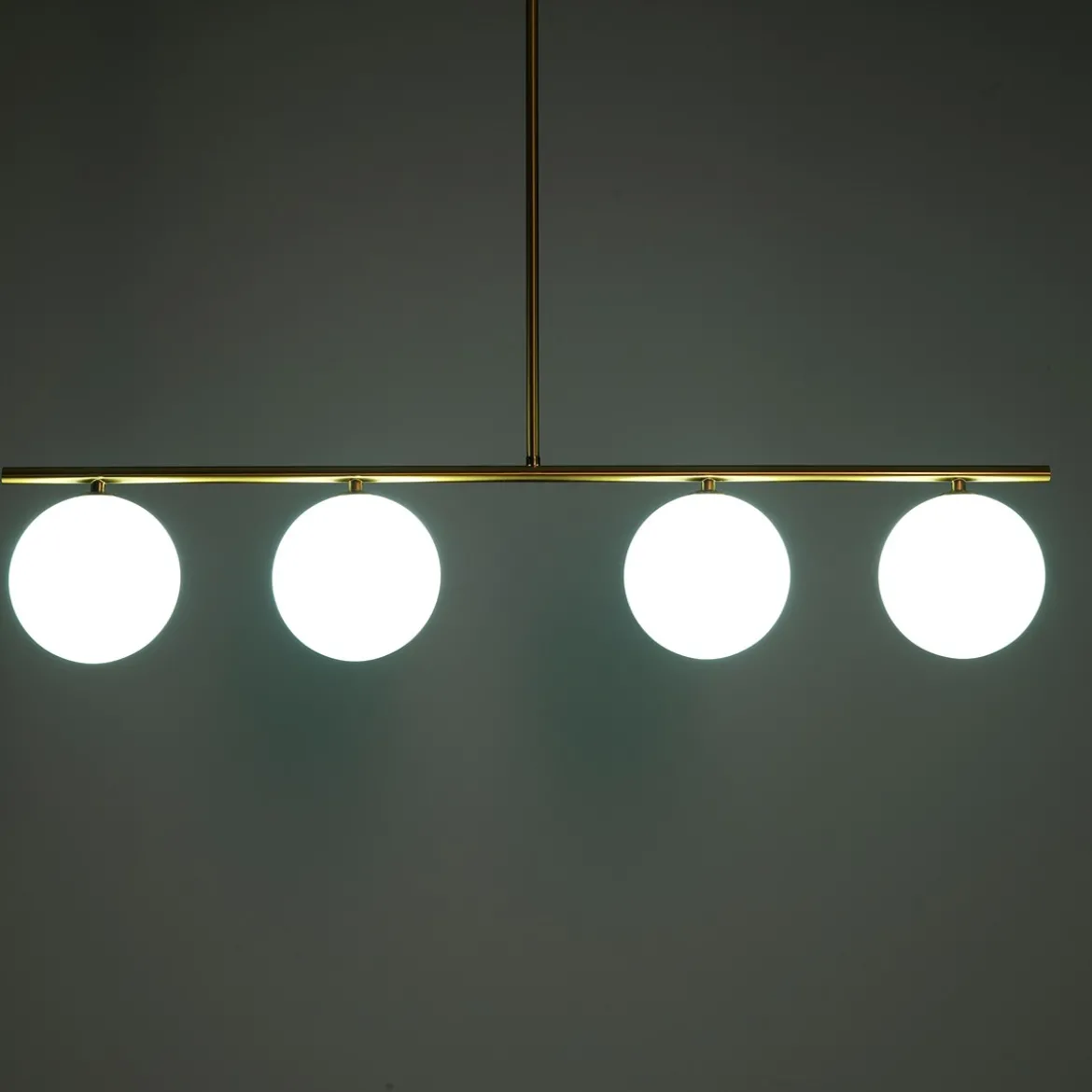 Party evo lampadario in metallo ottone anticato opaco 4 paralumi in vetro bianco opaco 95x15.5 h90 cm