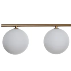 Party evo lampadario in metallo ottone anticato opaco 4 paralumi in vetro bianco opaco 95x15.5 h90 cm