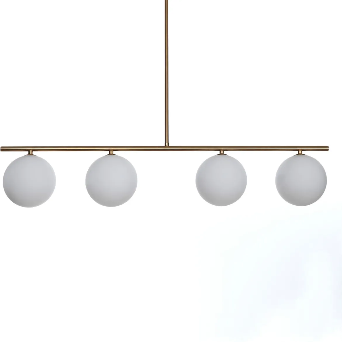 Party evo lampadario in metallo ottone anticato opaco 4 paralumi in vetro bianco opaco 95x15.5 h90 cm