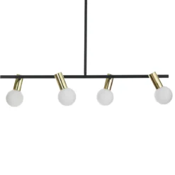 Party lampadario in metallo nero e oro paralumi direzionabili in vetro bianco opaco 94x12 h90 cm