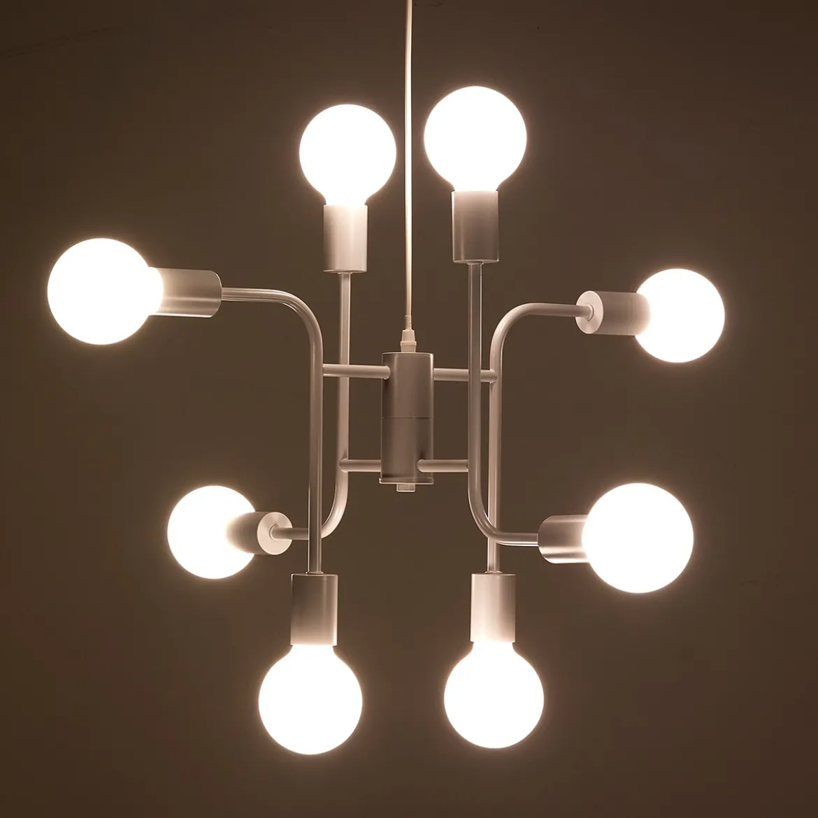Paul lampadario in metallo bianco opaco filo regolabile 59x59 h43 cm