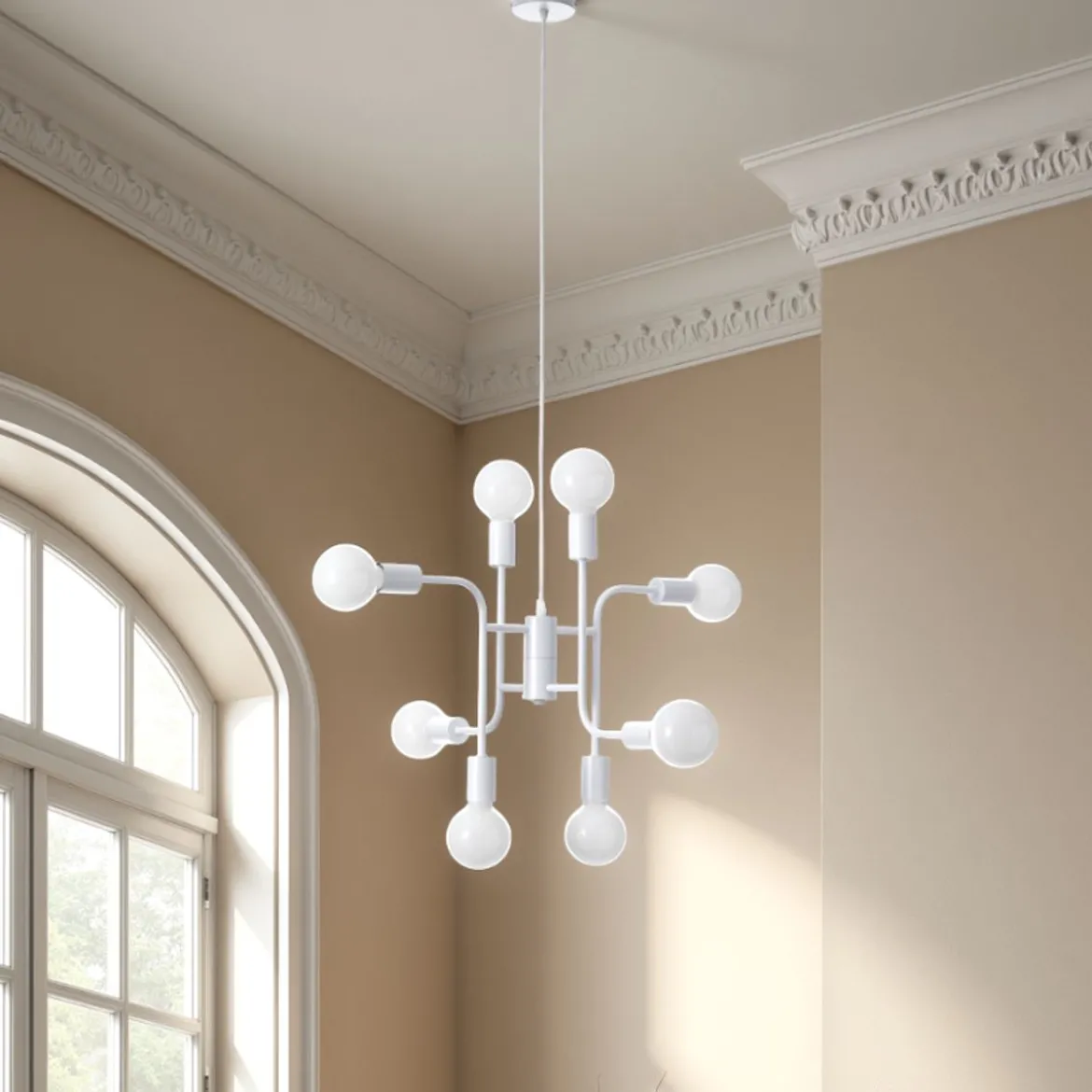 Paul lampadario in metallo bianco opaco filo regolabile 59x59 h43 cm