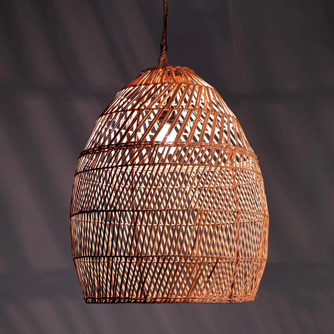 Pear lampadario in rattan colore naturale d56xh61 cm