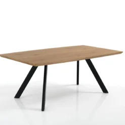 Pejo Tavolo fisso in Legno finitura Rovere con gambe in Acciaio Nero Opaco, 160 x 90 x h 76 cm