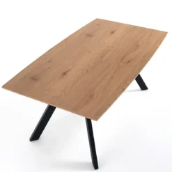 Pejo Tavolo fisso in Legno finitura Rovere con gambe in Acciaio Nero Opaco, 160 x 90 x h 76 cm