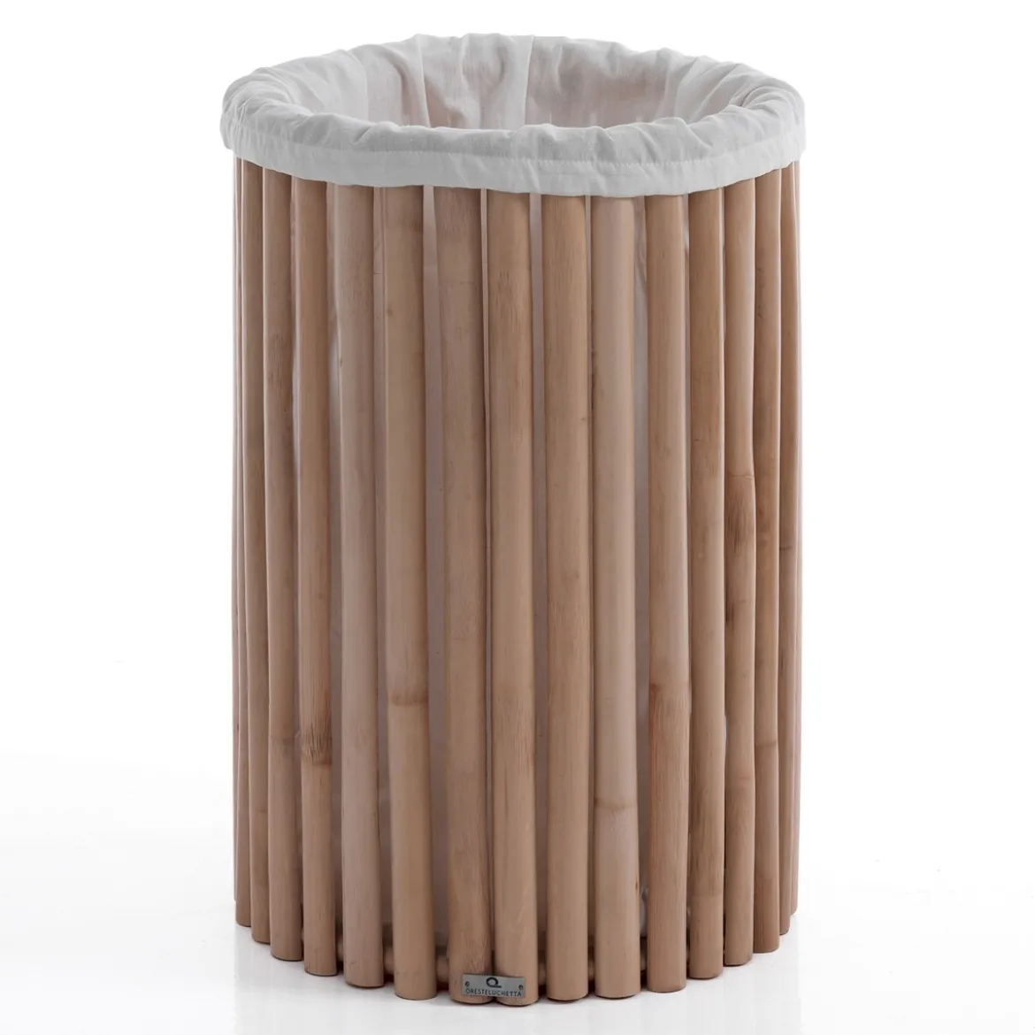 Perlis cesto biancheria in rattan e cotone bianco d40h61 cm