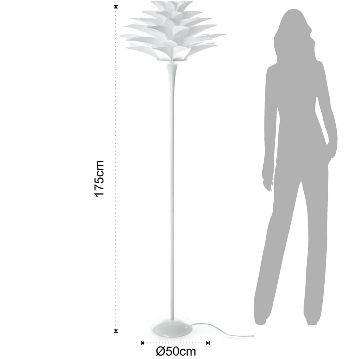 Petalo lampada da terra bianca in metallo e polipropilene h175x50 cm