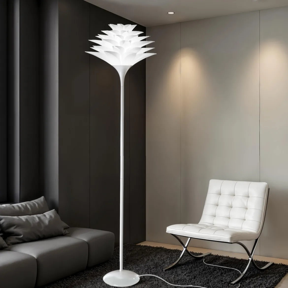 Petalo lampada da terra bianca in metallo e polipropilene h175x50 cm
