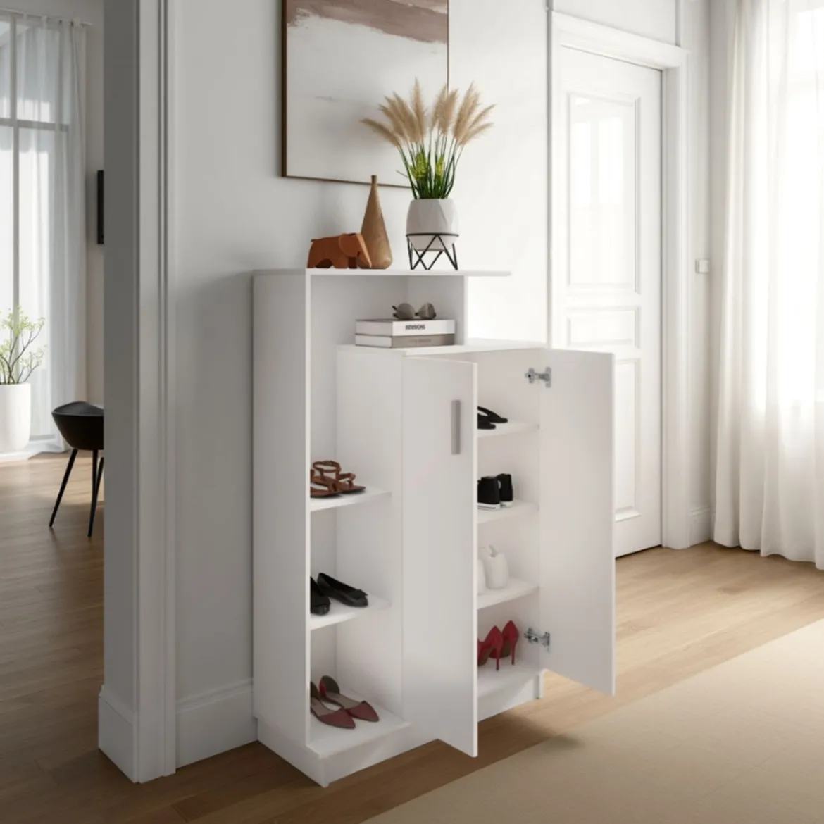 Petra scarpiera / libreria / dispensa finitura larice bianco 90x34.5xh140 cm