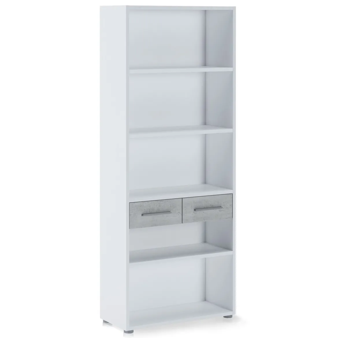 Pier big libreria alta finitura larice bianco e frontali cemento 80x35.5xh201 cm